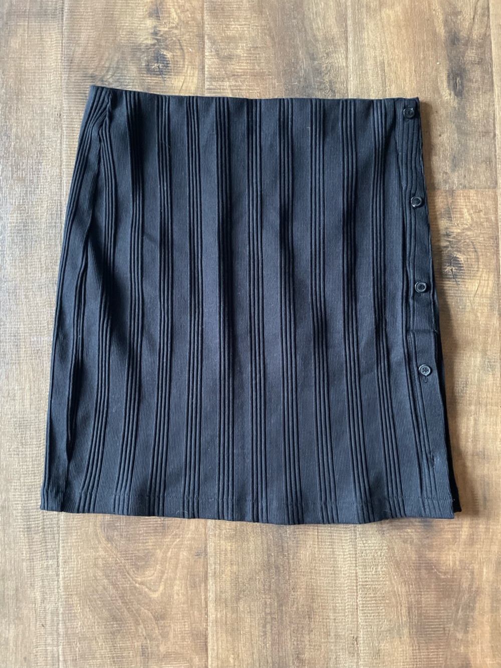 Calvin Klein Jeans Black Ribbed Button-Trim‎ Pencil Skirt Size Medium